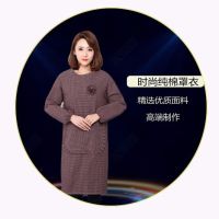 韩版时尚纯棉长袖围裙棉布成人罩衣厨房做饭防油污女工作服防尘|加厚纯棉褶花咖啡长袖