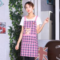 围裙女厨房日系纯棉老粗布时尚可爱防尘无袖家用成人工作罩衣|背带彩棉猫咪粉色