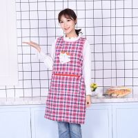 围裙女厨房日系纯棉老粗布时尚可爱防尘无袖家用成人工作罩衣|彩棉白猫拉链款粉色