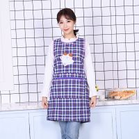 围裙女厨房日系纯棉老粗布时尚可爱防尘无袖家用成人工作罩衣|彩棉白猫拉链款紫色