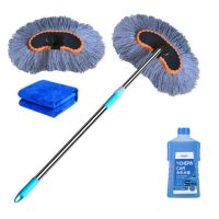 洗车拖把擦车除尘长柄伸缩纯棉汽车蜡拖蜡刷洗车刷子汽车清洗用品|纯棉洗车刷一套+备用头+水蜡+毛巾 备用刷头(无刷杆)