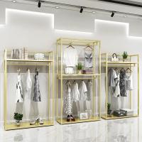服装店展示架金色落地式双层衣架男女装店铺挂衣架纳米金不掉漆