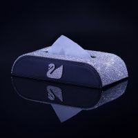 天鹅镶钻汽车纸巾盒时尚水钻车载座式扶手箱创意抽纸盒皮套女|单天鹅镶钻纸巾盒-不带垫