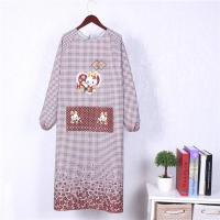 大码加长围裙成人男女韩版时尚可爱厨房长袖罩衣防尘防油工作服|加长爱心兔罩衣咖啡色