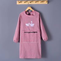 大码加长围裙成人男女韩版时尚可爱厨房长袖罩衣防尘防油工作服|拉链小天鹅棉布罩衣红色