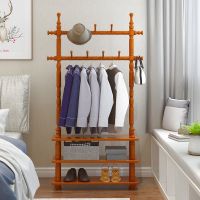 实木衣帽架落地卧室挂衣架欧式门厅衣服架现代简约客厅衣架子
