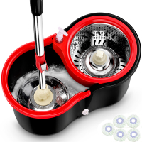 好神拖拖把旋转式免手洗拖地地拖布桶甩水自动家用懒人神器带墩布|加厚桶[5个头]