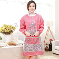 上班工作服女矮个子罩衣围裙男长袖女士做饭韦群防尘衣服外穿围衣|自行车罩衣玫红