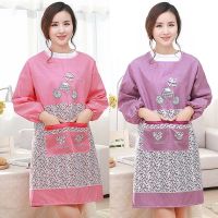 上班工作服女矮个子罩衣围裙男长袖女士做饭韦群防尘衣服外穿围衣|自行车罩衣[红+紫]2件装推荐