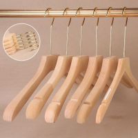 服装店实木衣架原木本色无油漆厚款金钩木质衣撑裤挂logo