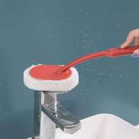 浴室长柄海绵擦长刷子墙壁清洁刷浴缸海棉刷地板瓷砖刷海绵百洁布|长柄魔力刷[红色] 3个