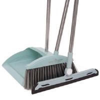 升级加厚扫把簸箕套装家用神器软毛单个扫帚扫地刮水器地刮垃圾铲|[全新升级熟胶]加强梳齿蓝色三件套