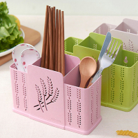 筷子筒壁挂式吸盘沥水筷子盒筷篓餐具架悬挂式分格勺子筷子收纳架