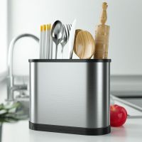 304不锈钢筷子筒壁挂式筷子收纳盒厨房家用餐具沥水勺子筷笼子架