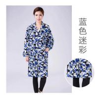 韩版时尚围裙女成人罩衣男迷彩工作服大褂耐磨长款防尘耐脏搬运工|XXXXL天蓝迷彩