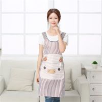 围裙女可爱长袖防尘防污厨房围裙成人罩衣反穿衣罩带袖围裙罩衣|[双肩小猪] 一个颜色随机