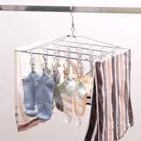 加粗晾衣架多夹不锈钢晾晒衣服袜子架儿童多功能防风袜夹袜架挂钩