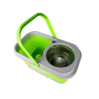 旋转拖桶甩干脱水拖把免手洗带桶网红拖把托巴加厚加大拖地桶墩布|水立方A荧光绿配2个拖头+粘毛器 塑料盘