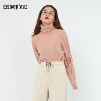ENJOY'ME女装2019冬季新品基础简约宽松休闲高领糖果色羊毛毛衣