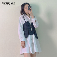 ENJOY'ME吊带马甲白色衬衫连衣裙20春季新款女装