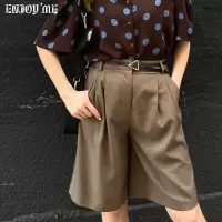 ENJOY'ME西装中裤韩版高腰宽松直筒港风20女装夏季新品