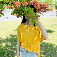 ENJOY'ME扭结T恤圆领宽松简约休闲20夏季女装新品