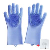 厨房橡胶洗碗手套女家务用防水清洁神器耐用型硅胶胶皮刷碗洗衣服|天空蓝无味加厚款(送挂钩1个)