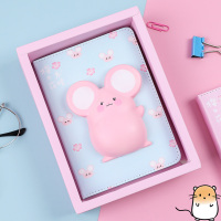 解压发泄网红抖音小笔记本子便携卡通pu皮内页可爱日记本减压本清新创意神器小礼物账本彩色捏捏鼠手立体老鼠