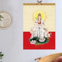 装饰挂墙式金童赐福广告大号观音佛教南海日历台历牛年福满人间财神像心经家用2021年|7张大号-福泽天下(52*75cm)
