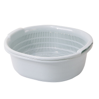 双层洗菜盆家用沥水盆厨房用品塑料水果篮大号沥水篮洗菜篮子漏盆|北欧蓝7107