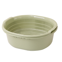 双层洗菜盆家用沥水盆厨房用品塑料水果篮大号沥水篮洗菜篮子漏盆|北欧绿7107