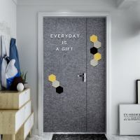 静音隔音神器卧室自粘整张毛毡门贴纸防盗门改造北欧入户旧木翻新|中灰色5mm厚裁剪门锁猫眼 中