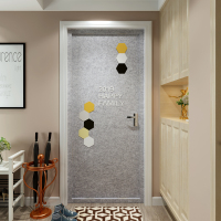 静音隔音神器卧室自粘整张毛毡门贴纸防盗门改造北欧入户旧木翻新|浅灰色3mm厚裁剪门锁猫眼 中