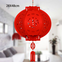 新年装饰用品过年春节装饰挂件福字宫灯商场吊饰波浪旗中国结灯笼|红色福字宫灯