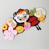 牛年春节2021布置用品春联对联挂件装饰新年挂饰过年场景客厅室内|单角牛(豪华款)横幅一张