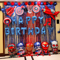 男孩生日主题美国蜘蛛队长超人气球装饰儿童大侠派对场景布置套餐|美国队长生日套餐I