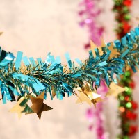 拉花装饰毕业典礼房间舞台丝带室内彩带开业晚会用品布置店铺彩条|3米湖蓝+香槟金彩条