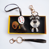 包挂男女车暴富男挂件钥匙挂饰雪纳瑞犬潮品无脸男|咖色暴富套组2+细皮绳