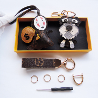 包挂男女车暴富男挂件钥匙挂饰雪纳瑞犬潮品无脸男|咖色暴富套组4+金扣皮绳+马蹄扣