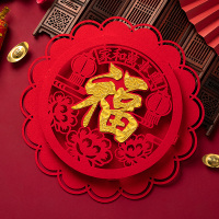 年画春节2021年门贴装饰窗花客厅新年福字门贴立体福字无纺布|立体家和福 高端福字