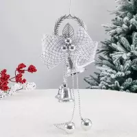 圣诞双铃铛钟挂件圣诞树装饰品挂饰圣诞节装饰品铃铛串挂件|银色穗款铃铛