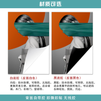 装饰北欧木门翻新美女入户自粘创意衣柜房门卧室墙贴画门贴纸整张|黑底胶拍此项[留言图片货号] 中