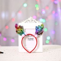 礼物圣诞帽头饰小礼品鹿角发夹装扮网红圣诞发箍新年装饰品儿童|藕色彩色亮片鹿角头箍