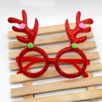 圣诞老人50个礼物礼品雪人麋鹿圣诞节成人儿童眼镜框小装饰品圣诞|小毛球红色12个