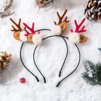 红超仙装扮圣诞节头箍毛绒发卡森系发饰圣诞树发箍女网鹿角头饰品|圣诞发箍2件套#1