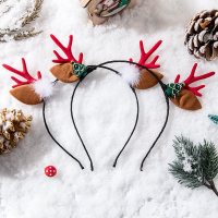 红超仙装扮圣诞节头箍毛绒发卡森系发饰圣诞树发箍女网鹿角头饰品|圣诞发箍2件套#2