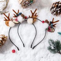 红超仙装扮圣诞节头箍毛绒发卡森系发饰圣诞树发箍女网鹿角头饰品|圣诞发箍2件套#4