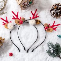 红超仙装扮圣诞节头箍毛绒发卡森系发饰圣诞树发箍女网鹿角头饰品|圣诞发箍2件套#6