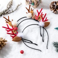 红超仙装扮圣诞节头箍毛绒发卡森系发饰圣诞树发箍女网鹿角头饰品|圣诞发箍3个#2