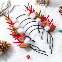 红超仙装扮圣诞节头箍毛绒发卡森系发饰圣诞树发箍女网鹿角头饰品|圣诞发箍5个#1